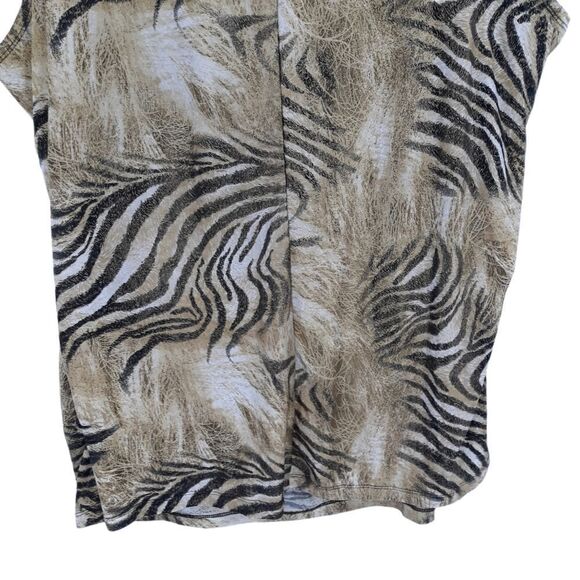 Vintage Top 3X Safari Animal Metallic Stretch Sleeveless Draped Scoop Beaded - Picture 7 of 14
